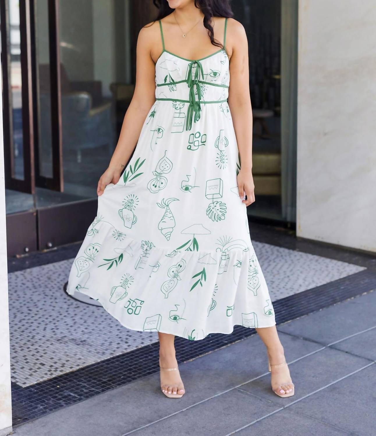 Blu Pepper - Drawn To You Line Print Midi Dress
