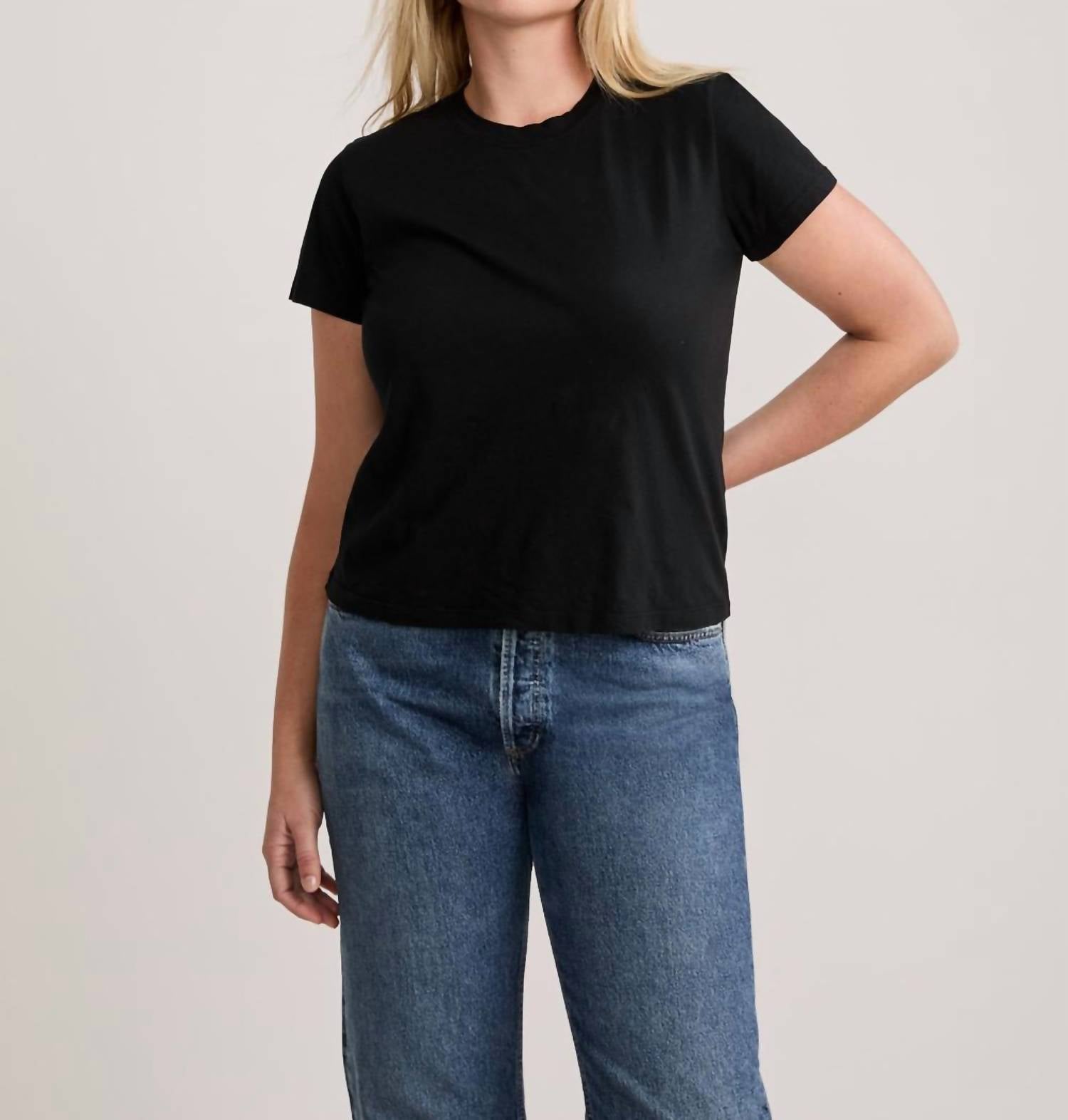 Maison Wheat Charlotte Crew Neck Tee in black - women's t-shirt