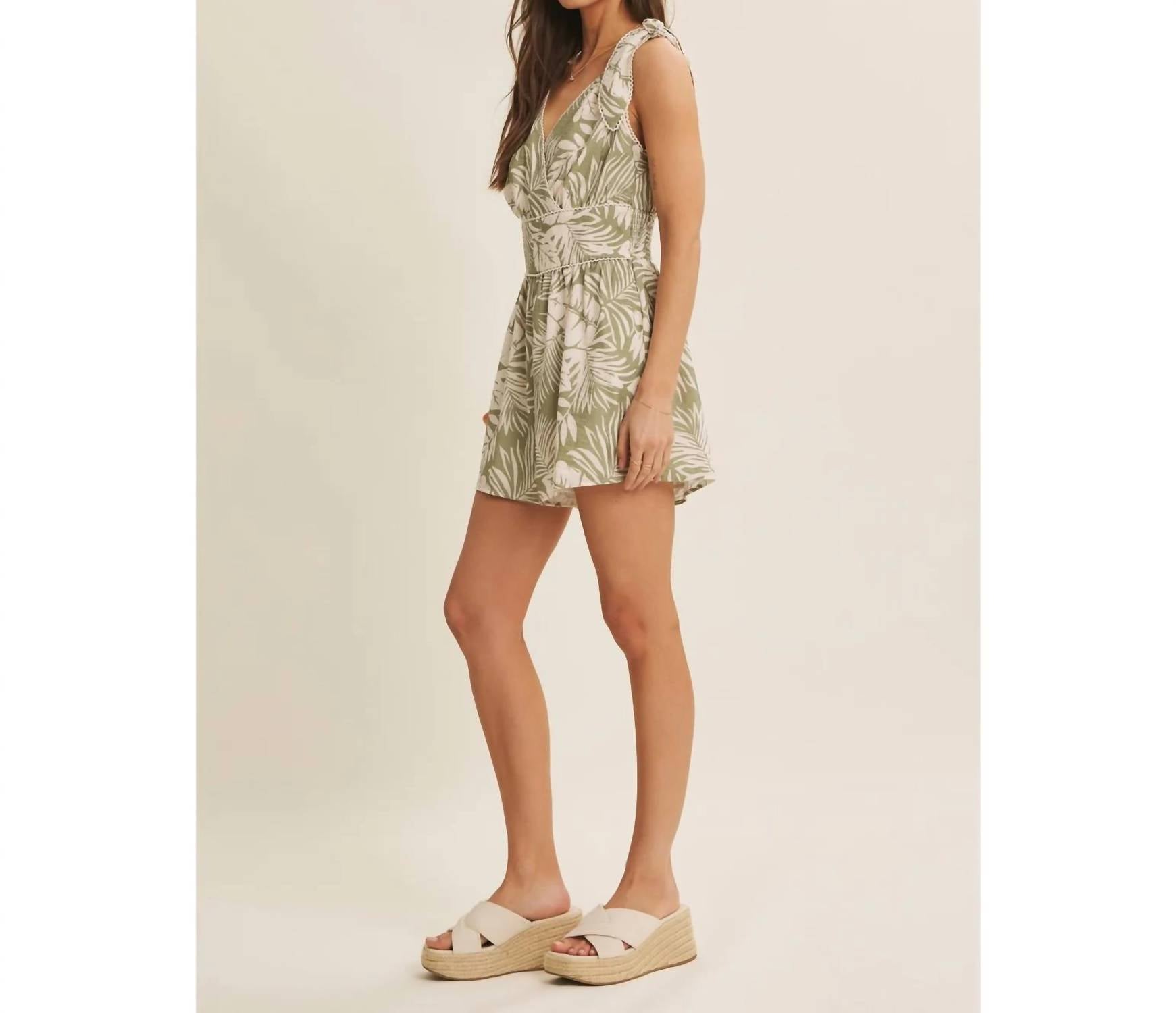In February - Tropical Lightweight Rayon Blend Romper