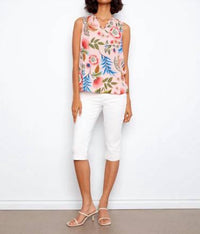 Charlie B - Printed Sleeveless Ruffle Neck Top