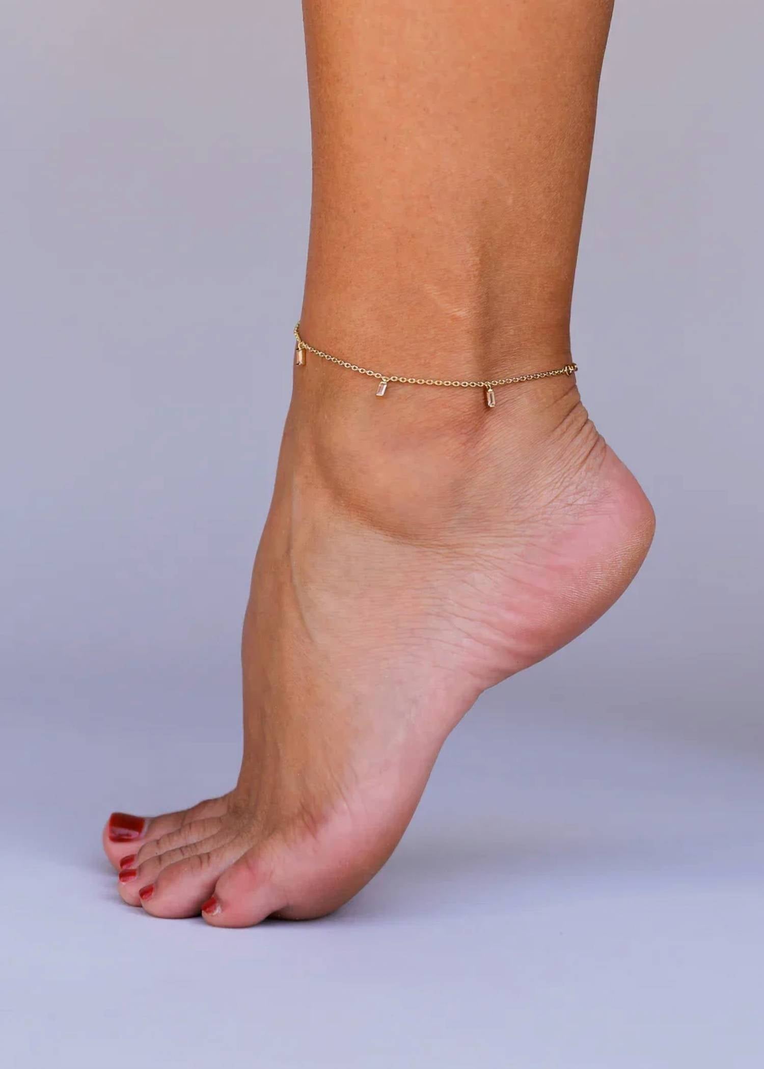 Jaxkelly - Women's Baguette Drop Anklet