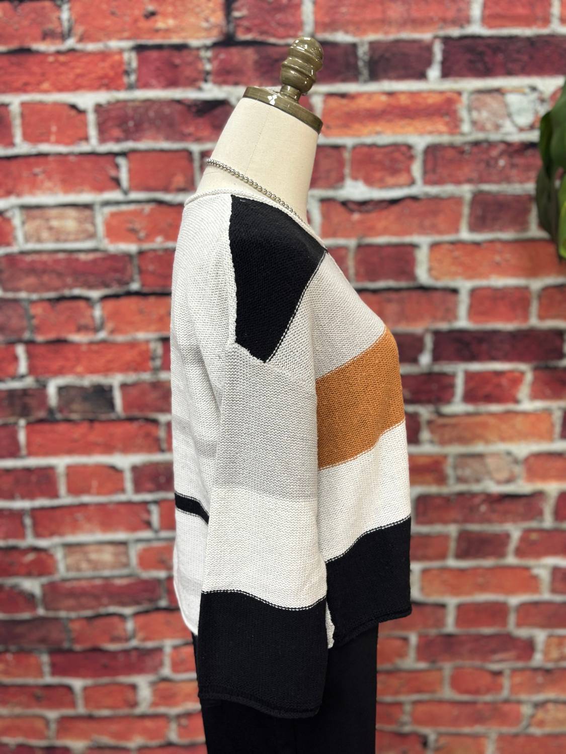 Olivia By Habitat - Women's Modern Luxe Silk Blend Colorblock Knit Top