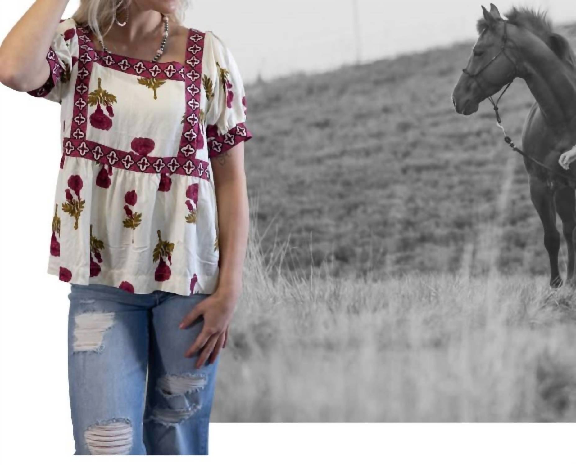 Umgee - Prairie Marigold Western Boho Blouse