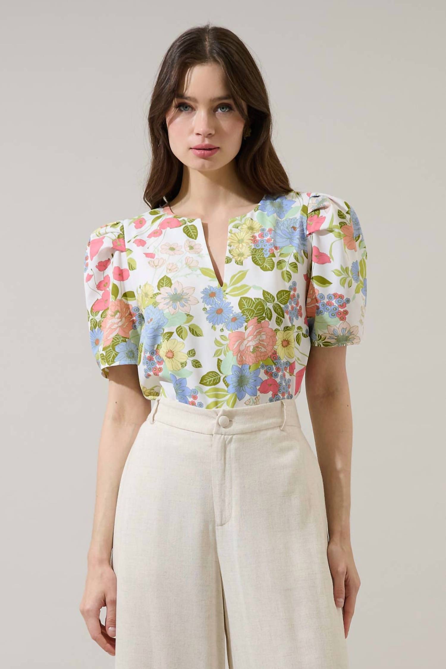 Sugarlips - Esther Floral Puff Sleeve Top