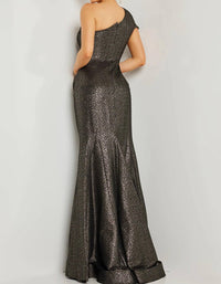 Jovani - Metallic Ruched One Shoulder Dress