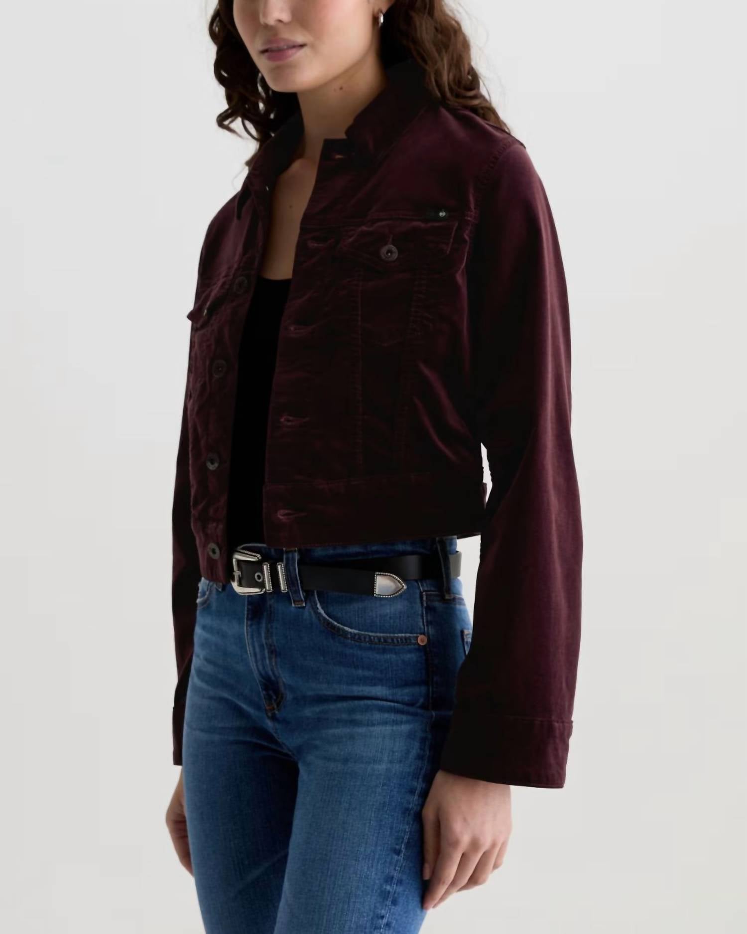 Ag Jeans - Isa Velvet Cropped Trucker Jacket