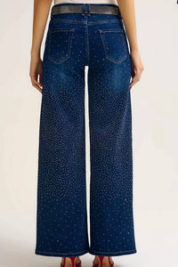 Q2 - Wide Leg Jeans With Rhinestone Detailing