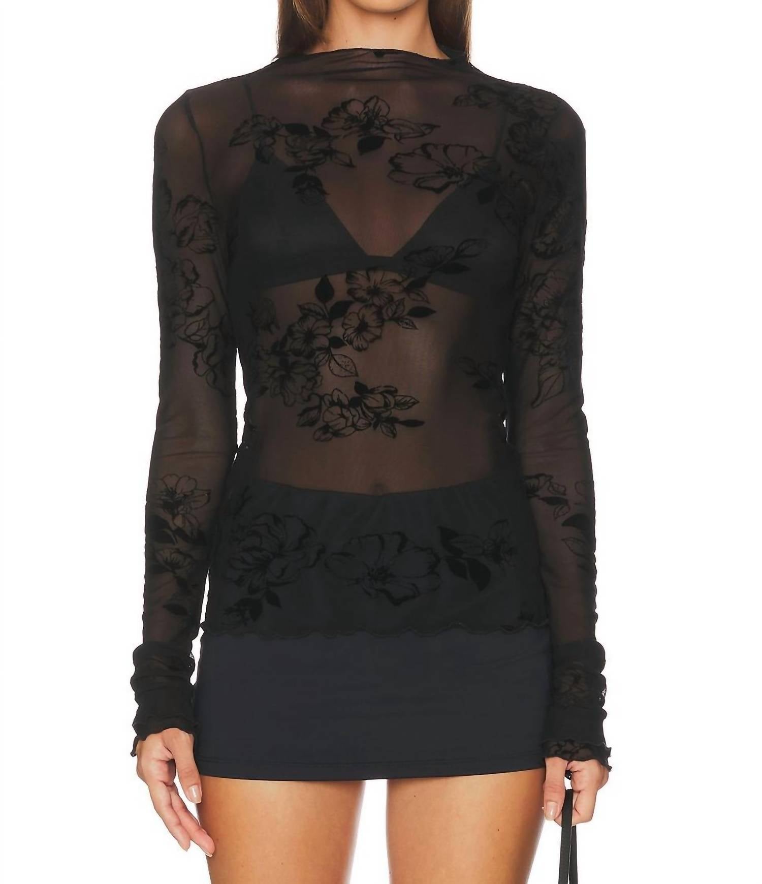 Free People You Decide Long Sleeve Top in black - women's long sleeve top