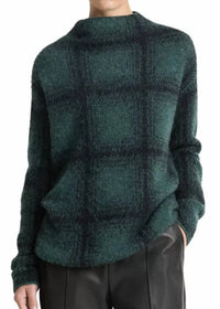 Vince - Shadow Plaid Funnel Neck Sweater
