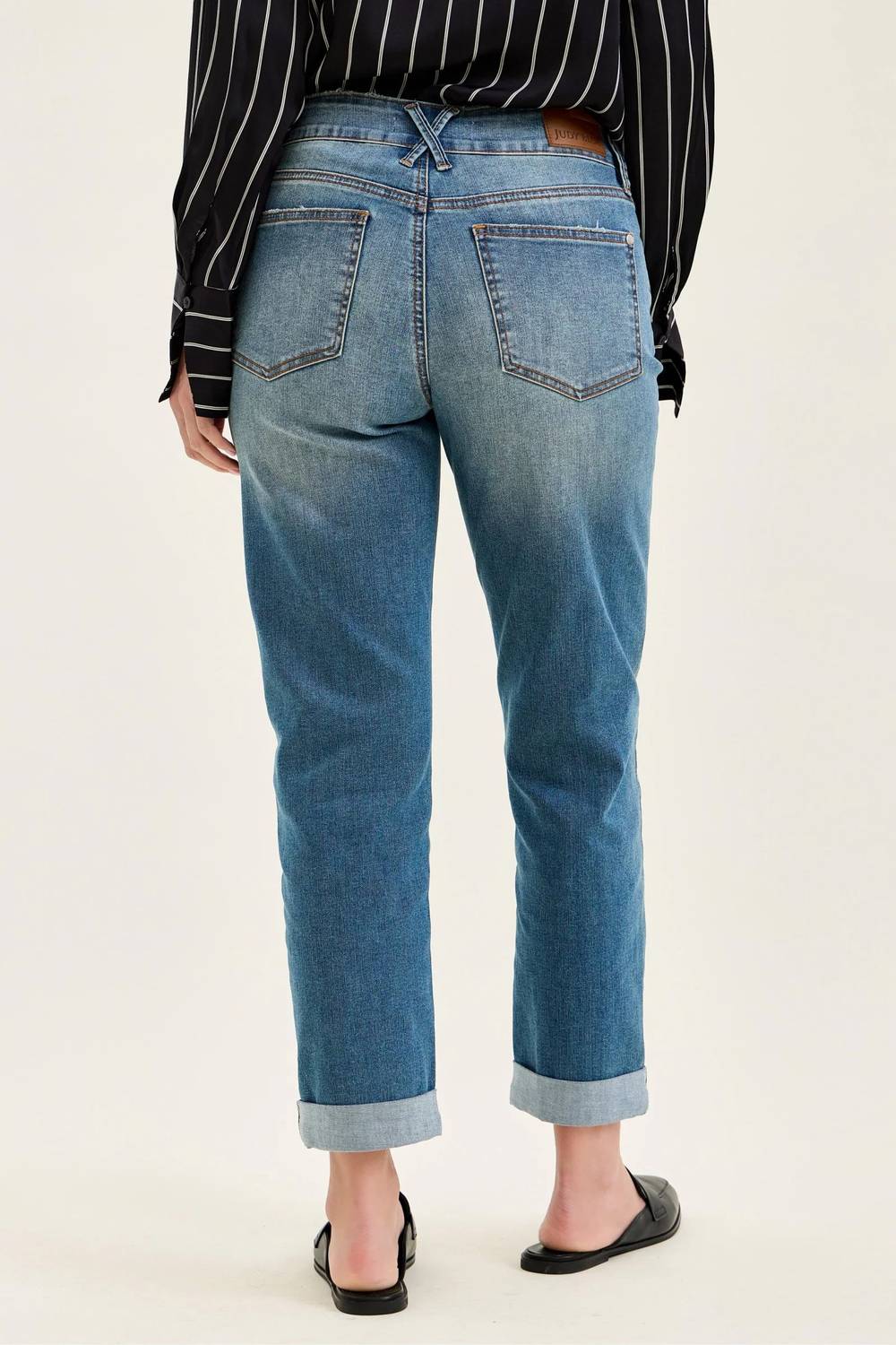 Judy Blue - Cool Denim With Cross Back Belt Loop Boyfriend Jeans