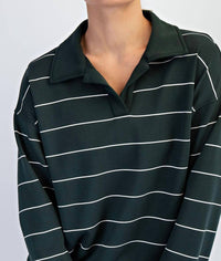 Rae Mode - Women's Modal Scuba Stripe Polo Top