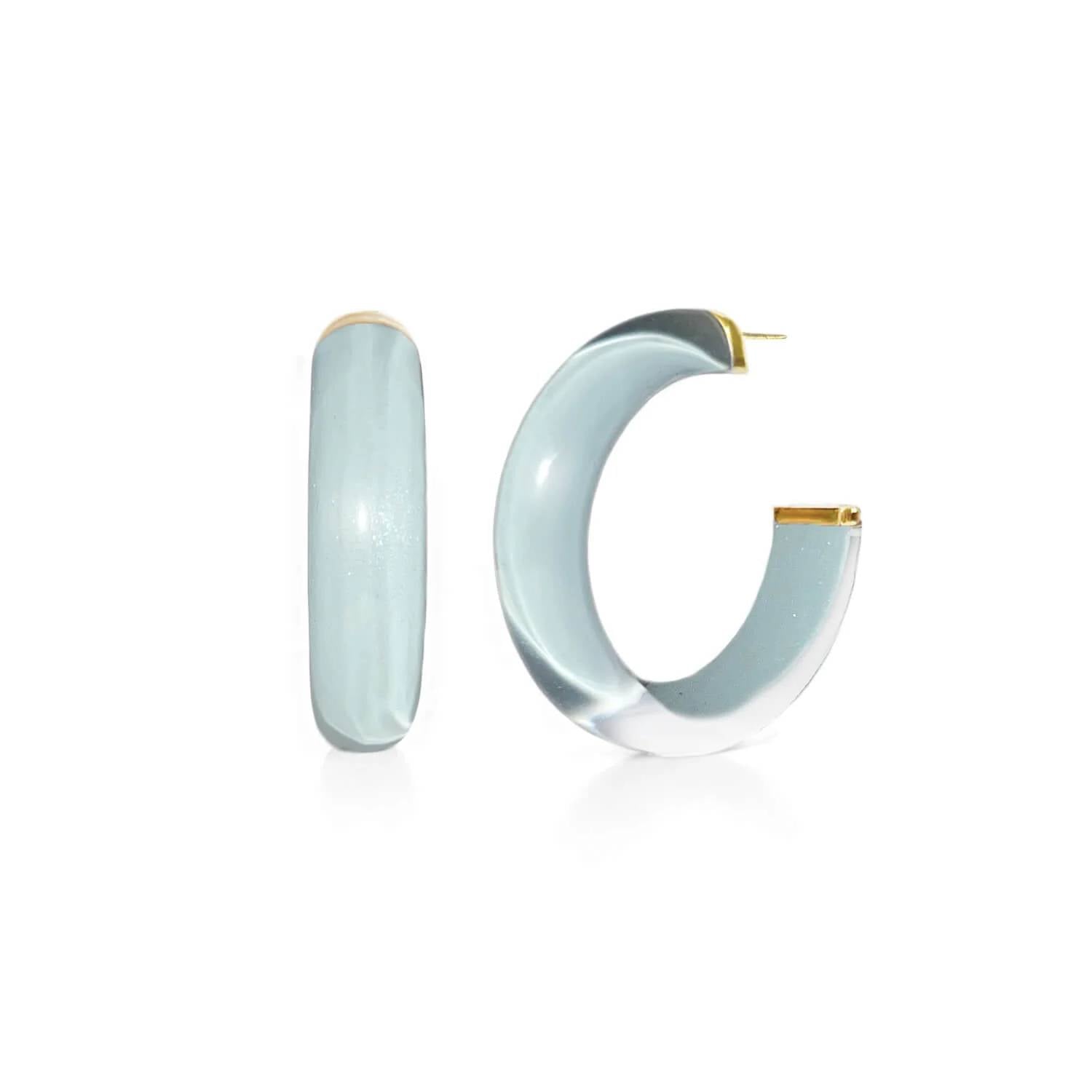 Gold & Honey - Women's Small Illusion Lucite Hoop Earrings In Neutrals