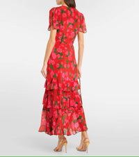 Rixo - Gilly Floral Tiered Silk Maxi Dress