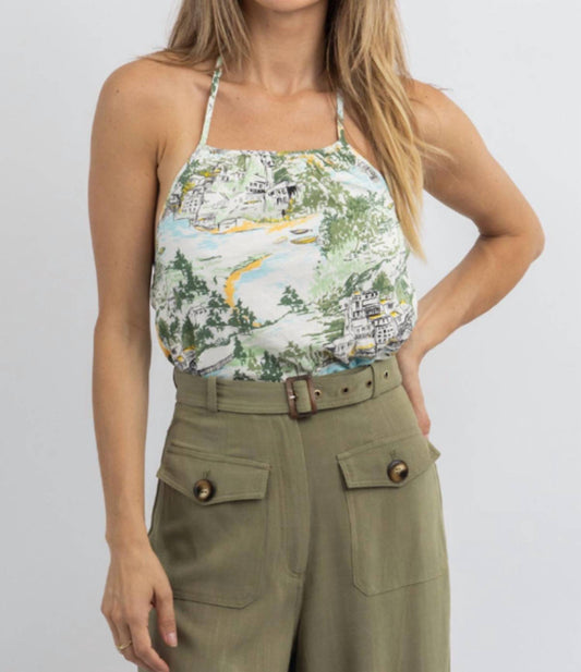 FRANCINE TOILE PRINT HALTER CROP