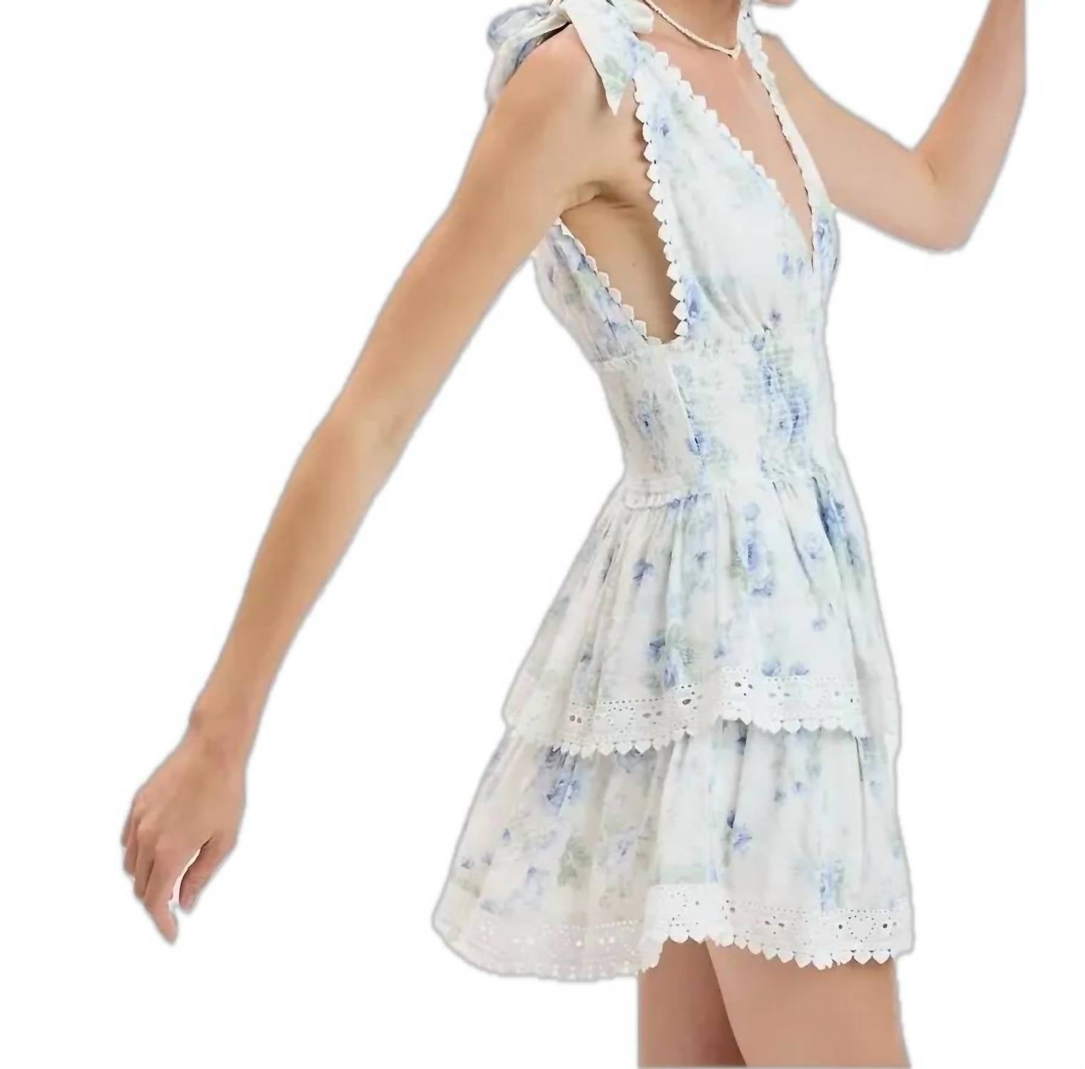 Sky To Moon - Printed Tie Strap Layered Mini Dress