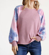 Umgee - Waffle Knit Tie Dye Top