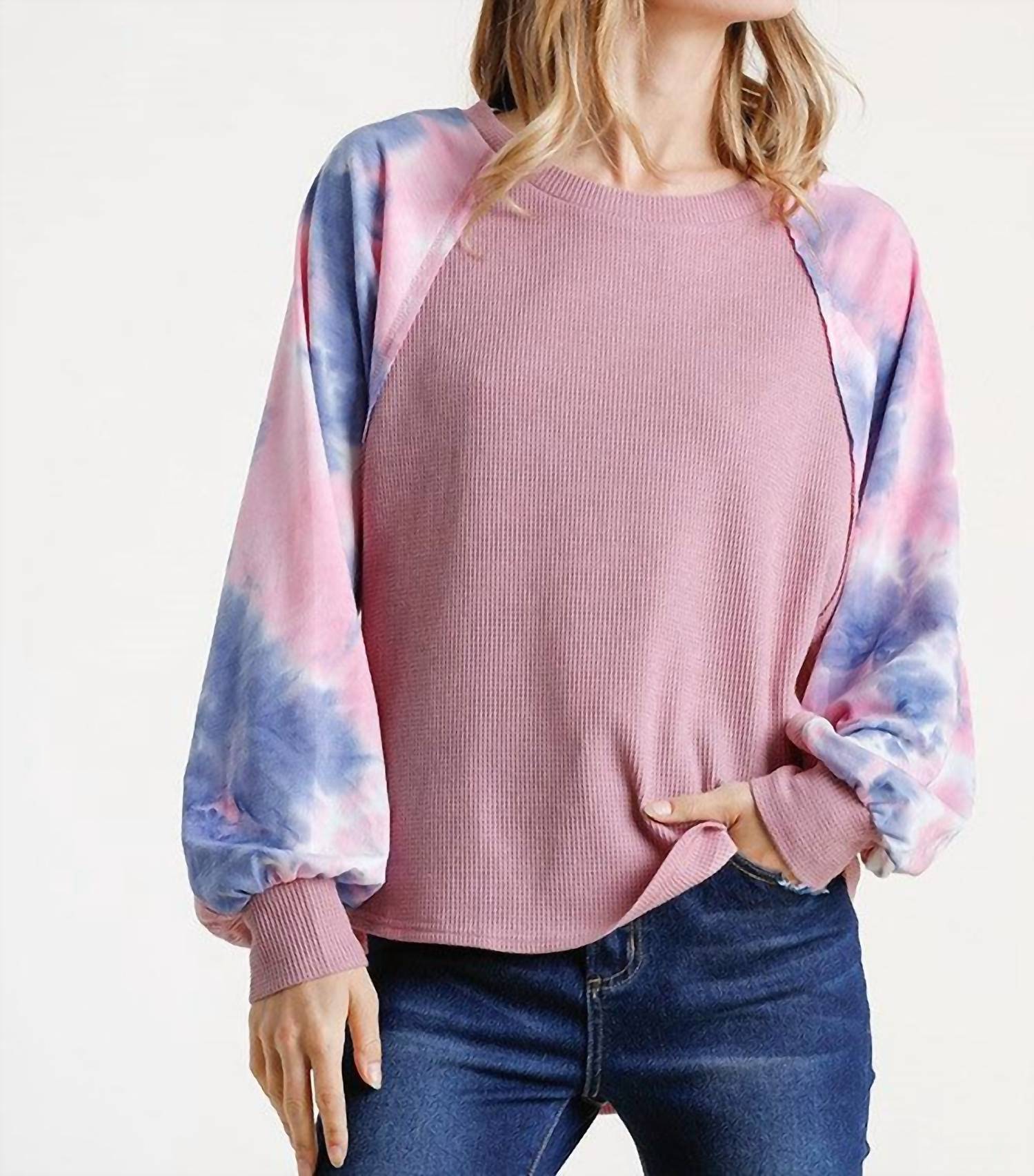 Umgee - Waffle Knit Tie Dye Top