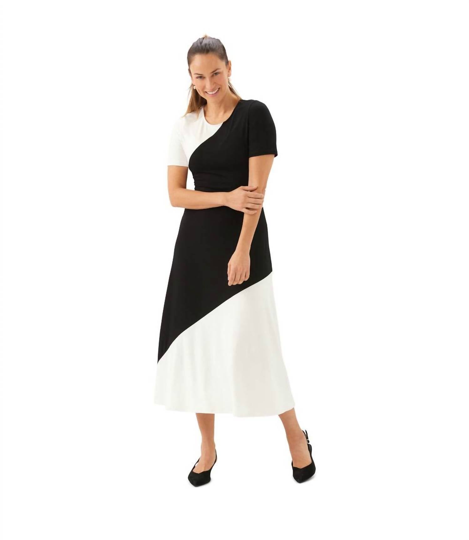 Karen Kane - Short Sleeve Contrast Midi Dress