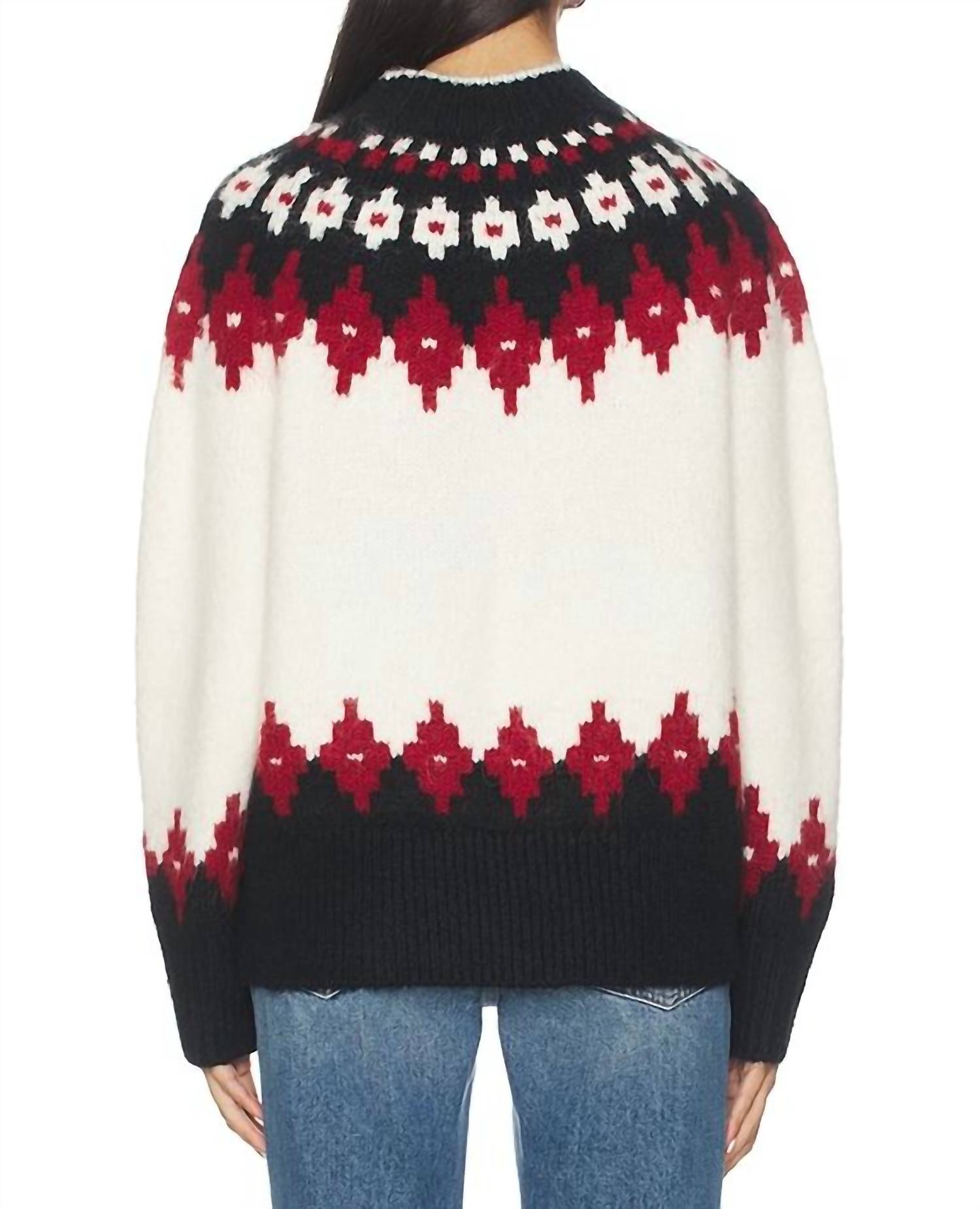 PISTOLA Astrid Pullover Sweater in white oxblood fair isle - women's sweater - alternate view