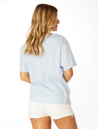 STEWART SIMMONS Florida Cowboy Hat Boyfriend Tee in light blue - women's t-shirt - detail view