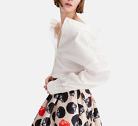 THEO the Label Echo Band Collar Button Down Shirt in white - women's shirt - detail view