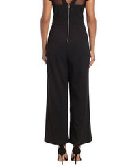 Maggy London - Illusion Neckline Wide Leg Jumpsuit