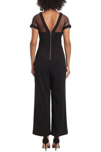 Maggy London - Illusion Neckline Wide Leg Jumpsuit