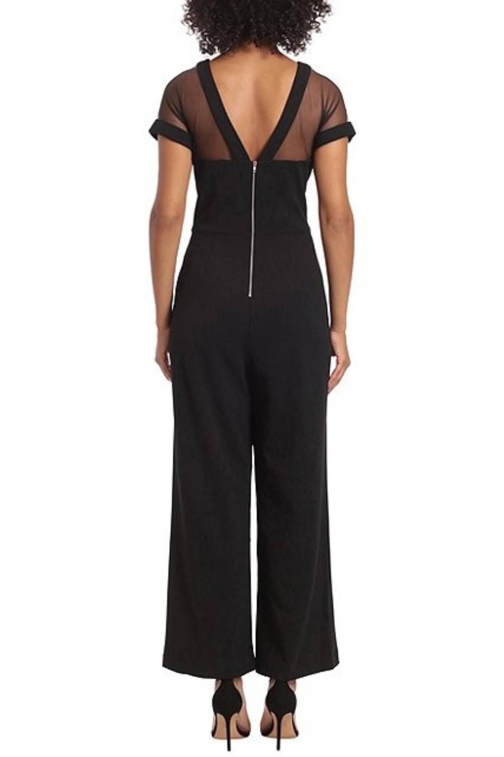 Maggy London - Illusion Neckline Wide Leg Jumpsuit