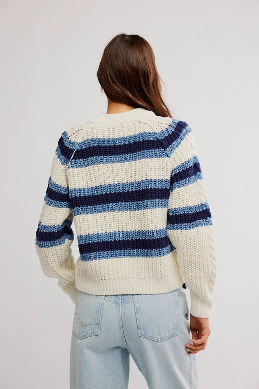 Free People - Frankie Cable Striped Pullover Sweater