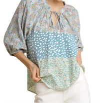 Umgee - Mixed Colorblock Print Top