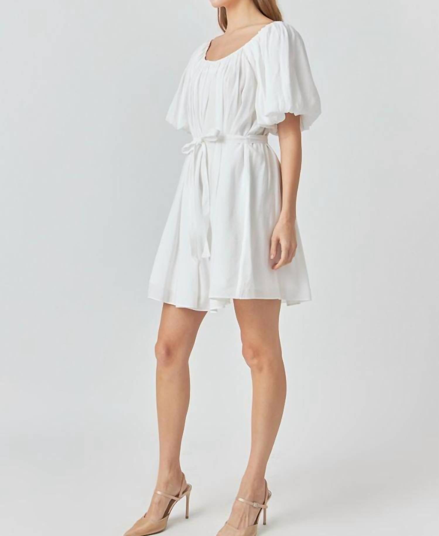 Endless Rose - Eloise Pleated Puff Sleeve Mini Dress
