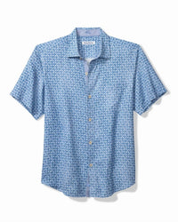 TOMMY BAHAMA Weave In The Moment Silk Camp Shirt in the moment silk camp shirt in blue monday - men's shirt - alternate view