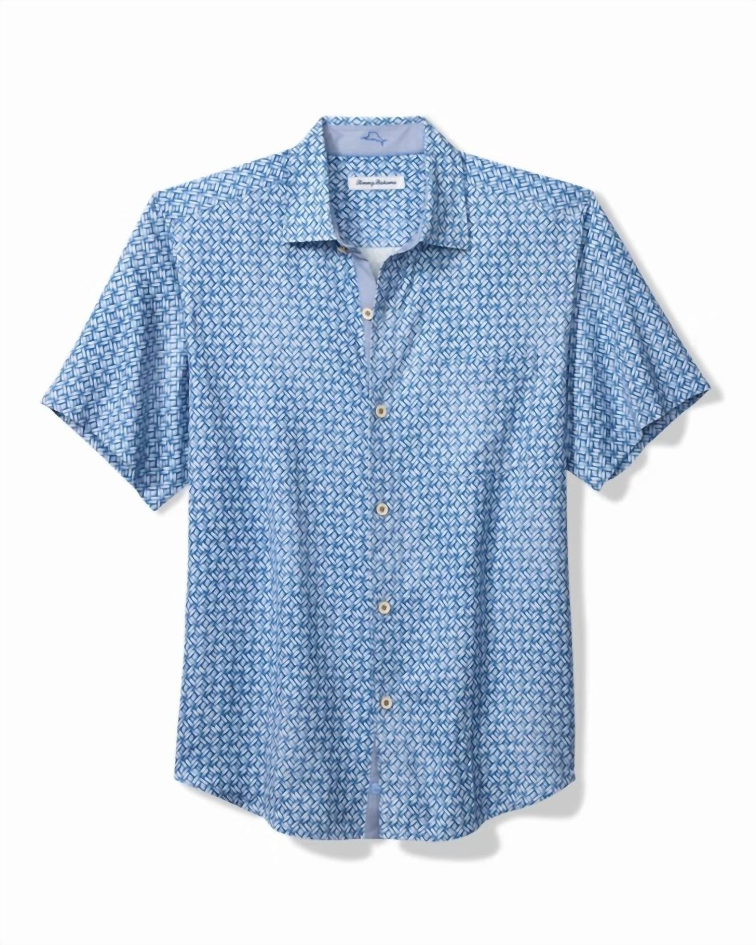 TOMMY BAHAMA Weave In The Moment Silk Camp Shirt in the moment silk camp shirt in blue monday - men's shirt - alternate view