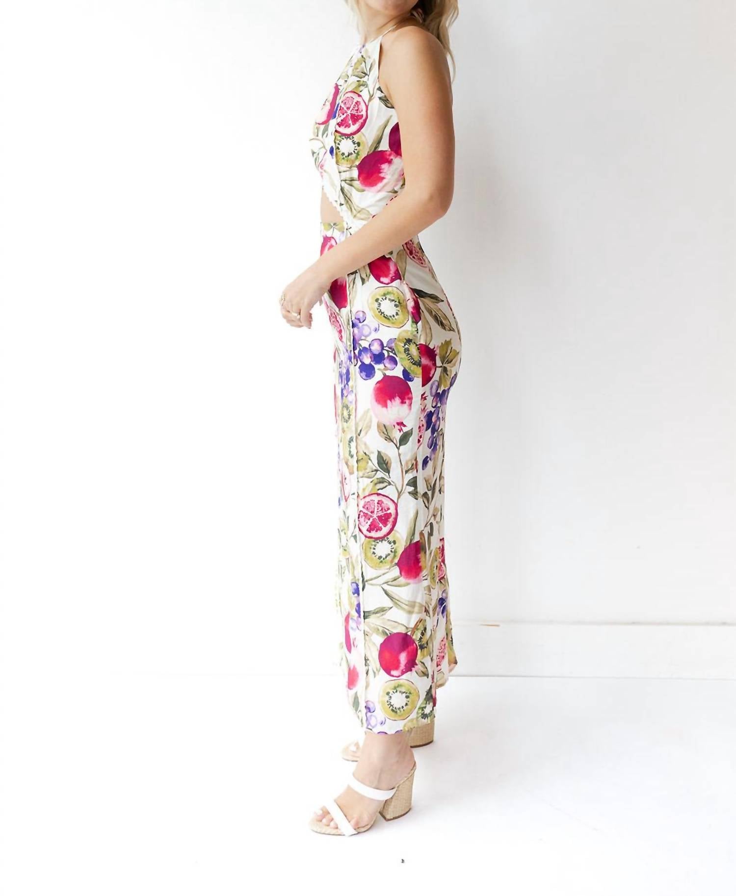 Fore Collection - Fruit Cut-out Halter Maxi Dress
