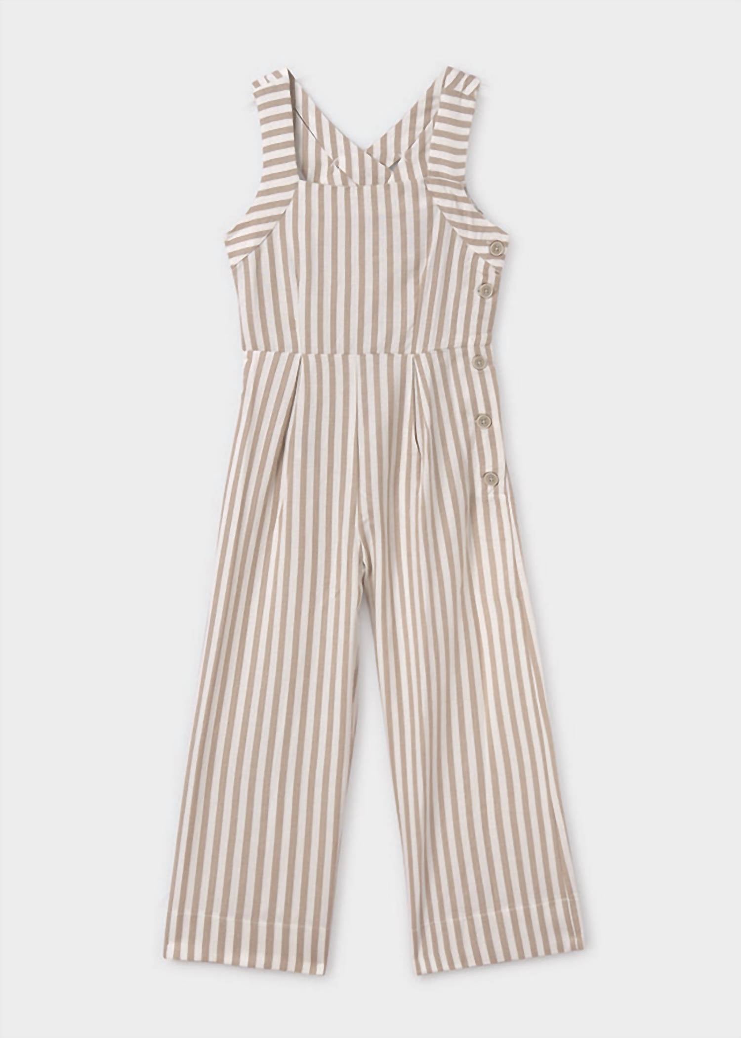Mayoral - Girls Stripe Viscose Blend Jumpsuit