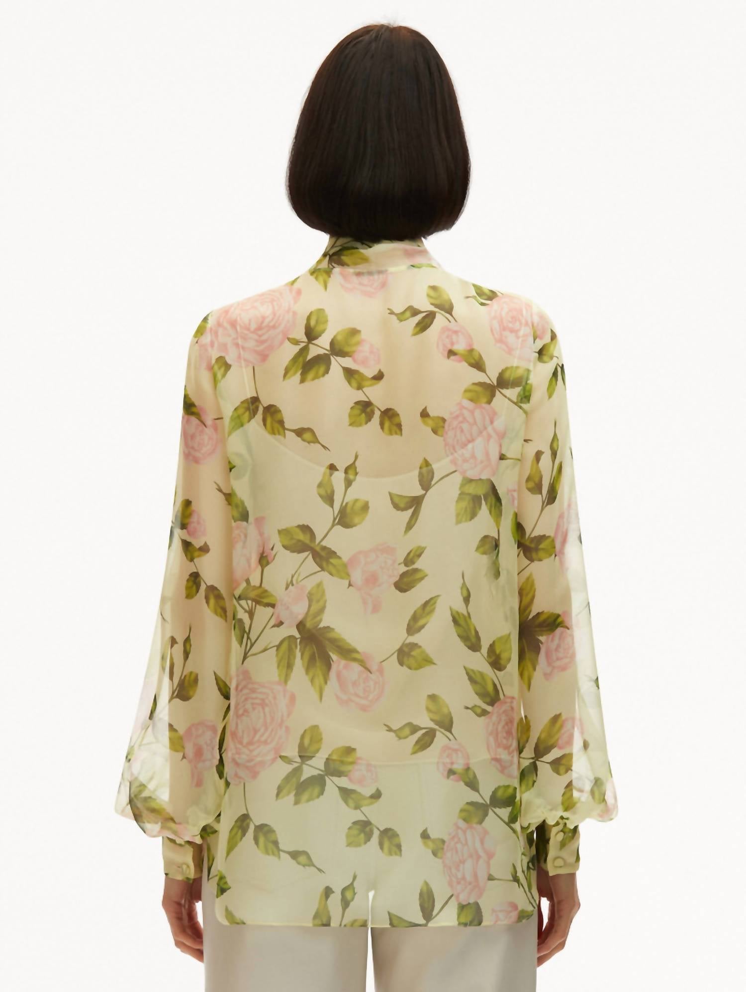 Oscar De La Renta - English Rose Silk Chiffon Blouse