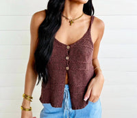 Mustard Seed - Women's Tiered Textured Button-front Sweater Knit Camisole