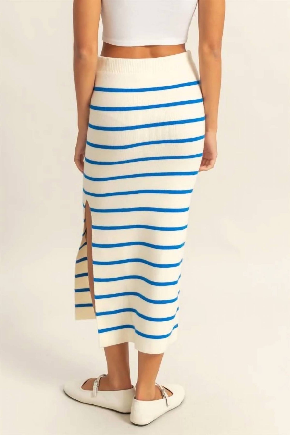 Hyfve - Striped High Waist Bodycon Sweater Skirt