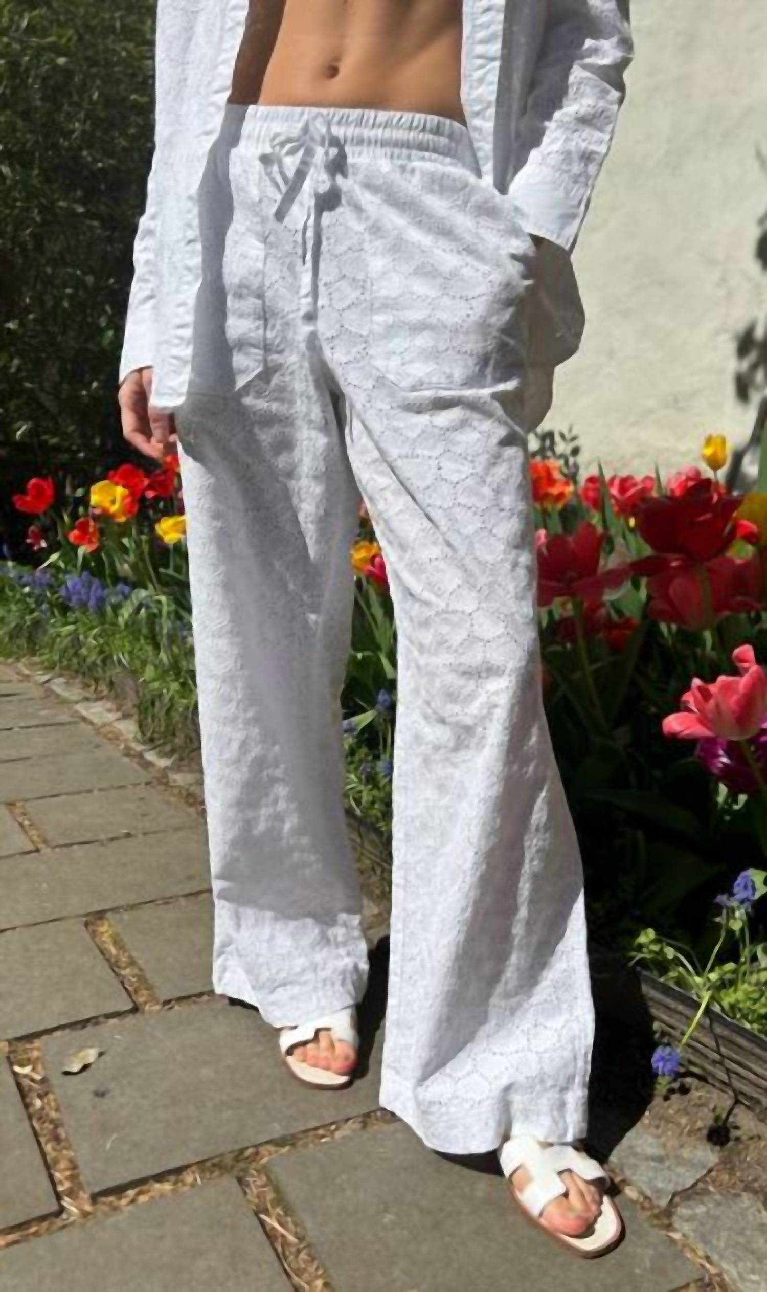 Jocelyn - Cotton Eyelet Pants