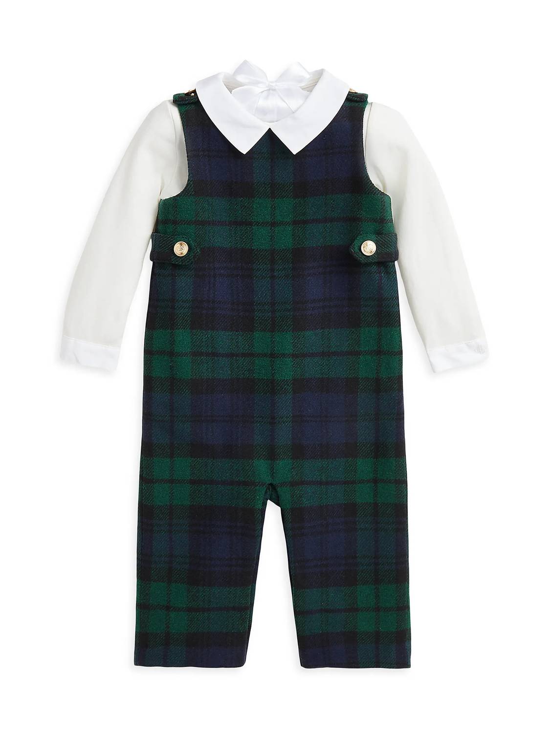 Polo Ralph Lauren - Baby Boys Collared Bodysuit & Plaid Overalls Set