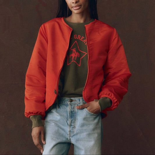 The Great. - The Reversible Plush Bomber Jacket