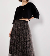 Apricot - Leopard Tulle Skirt