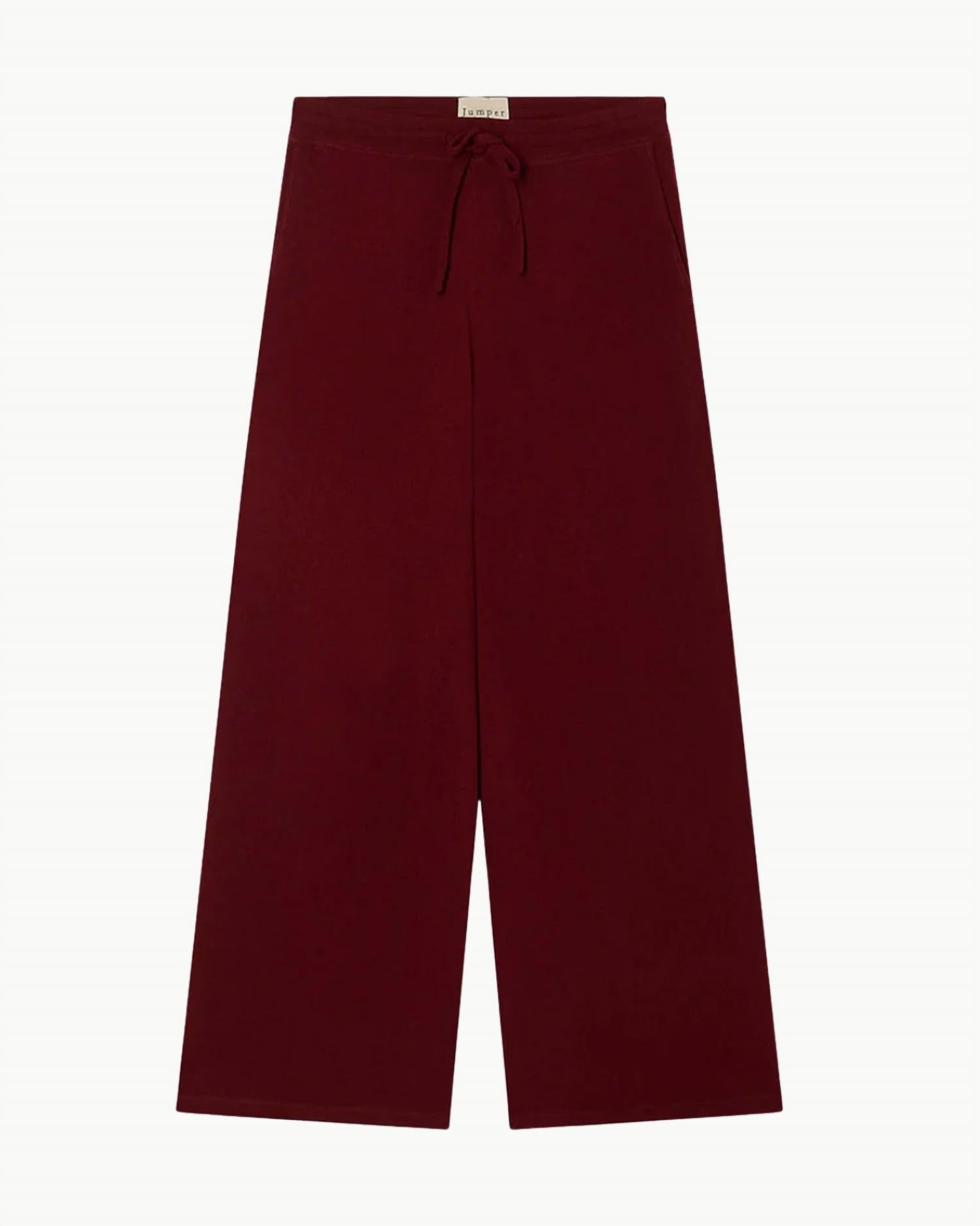 Jumper1234 Merino Wide Leg Joggers in burgundy - women's pants - alternate view