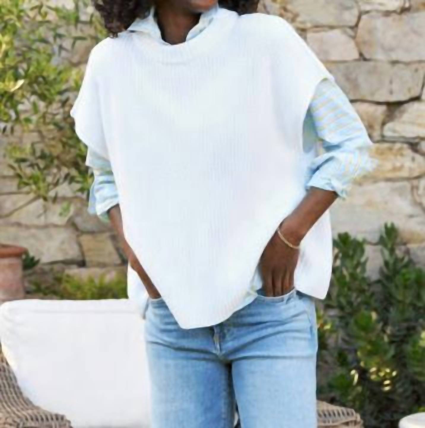 Frank & Eileen Women's Montecito Top in white - women's sweater