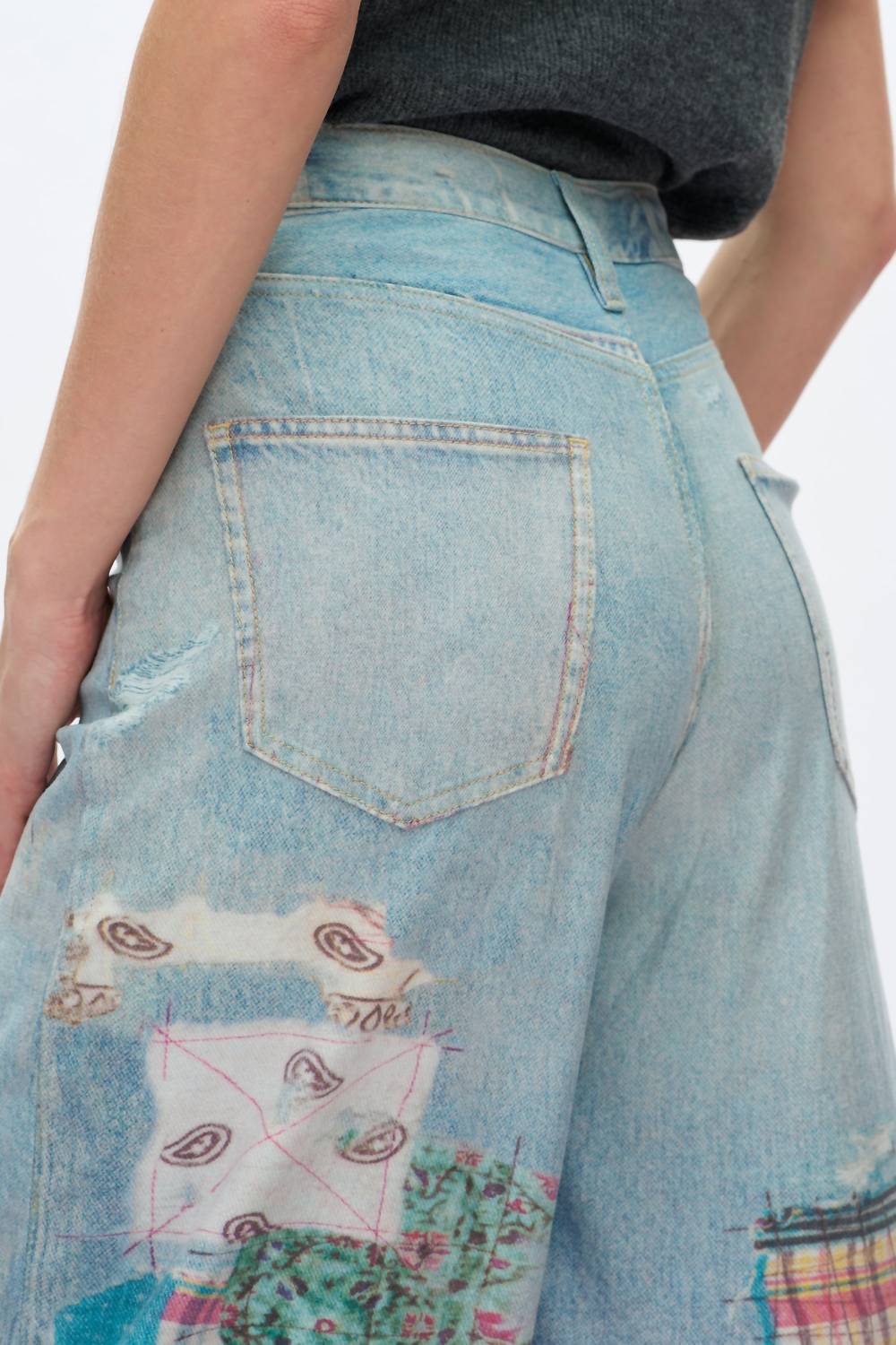 Bayeas High Rise Patchwork Barrel Leg Jeans in light blue - women's jeans - view 7