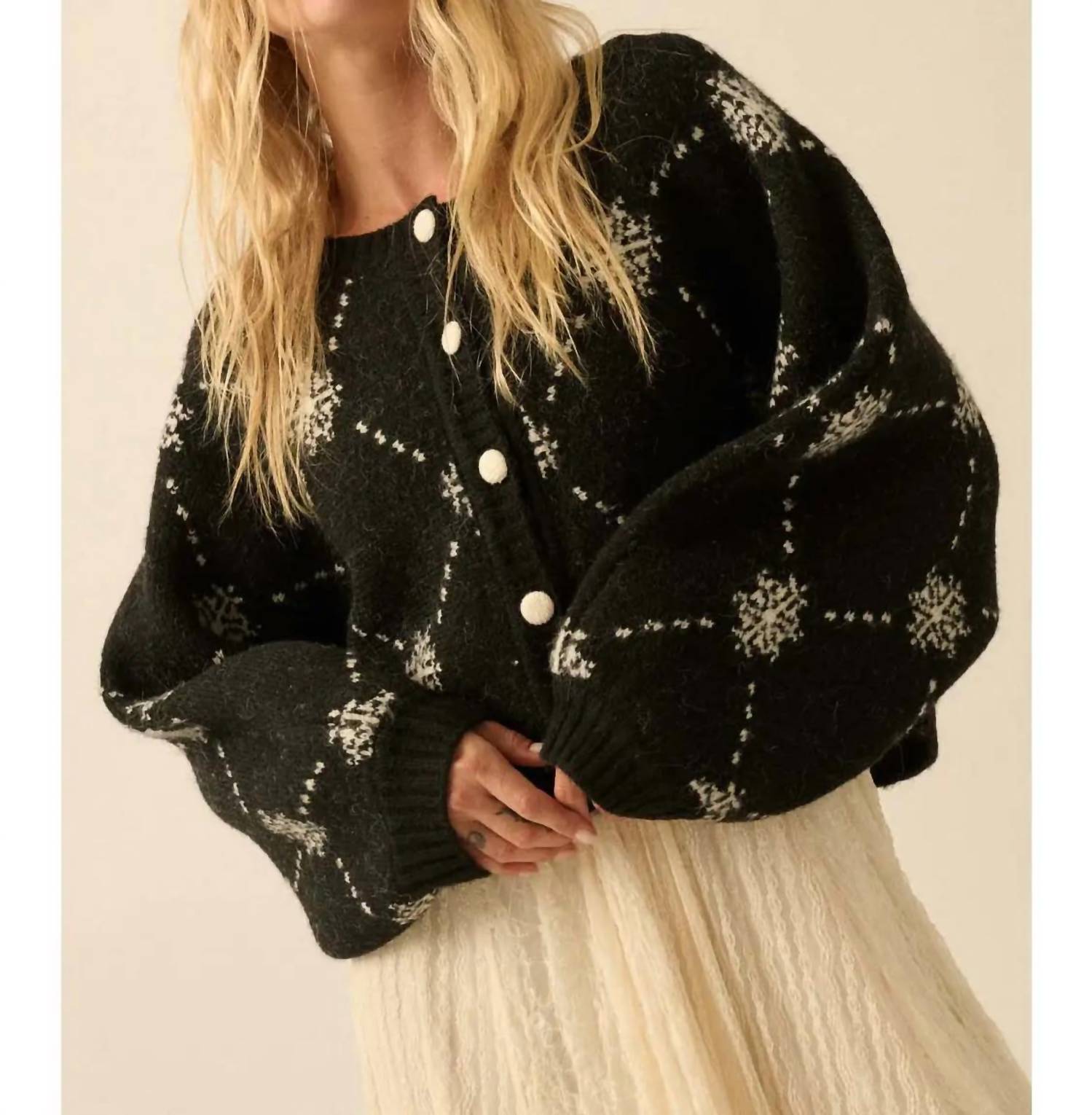 Promesa - Snowflake Jacquard Dolman Cardigan