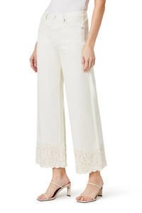 Habitual Wide Leg Embroidered Crop Jeans in eggshell - women's jeans - alternate view