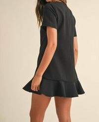 Mable - Ruffle Hem Bow Detail Mini Dress