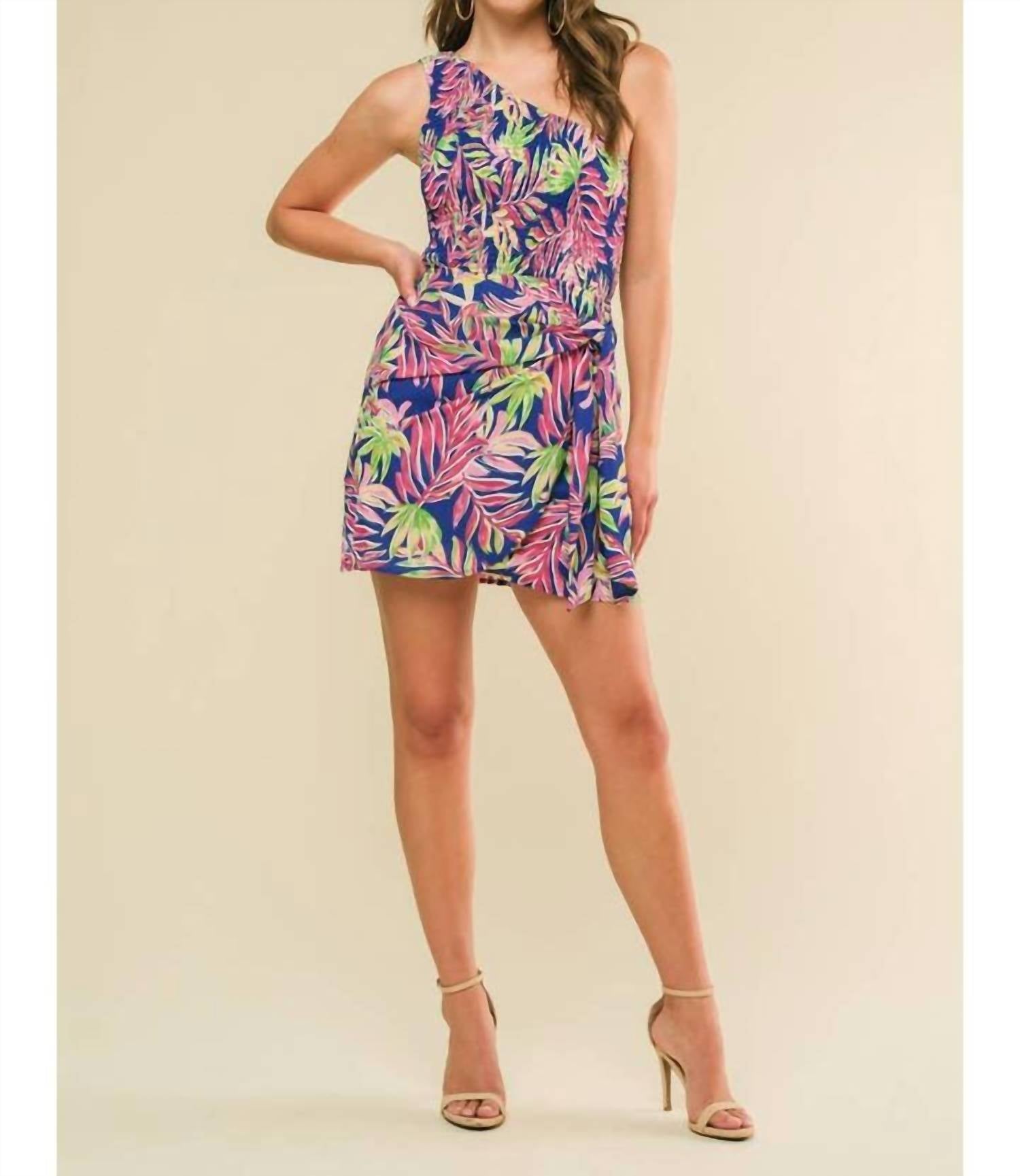 FLYING TOMATO Island Time Dress in navy fuchsia - women's dress