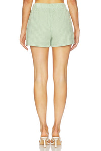 Show Me Your Mumu Maren Linen Shorts in cameo green - women's shorts - detail view